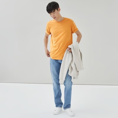 T-shirt essentiel en coton biologique pour hommes - JAUNE PUSSIEREUX