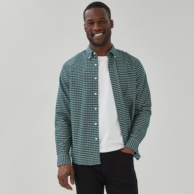 Chemise Oxford boutonnée essentielle pour hommes - Sarcelle Foncé
