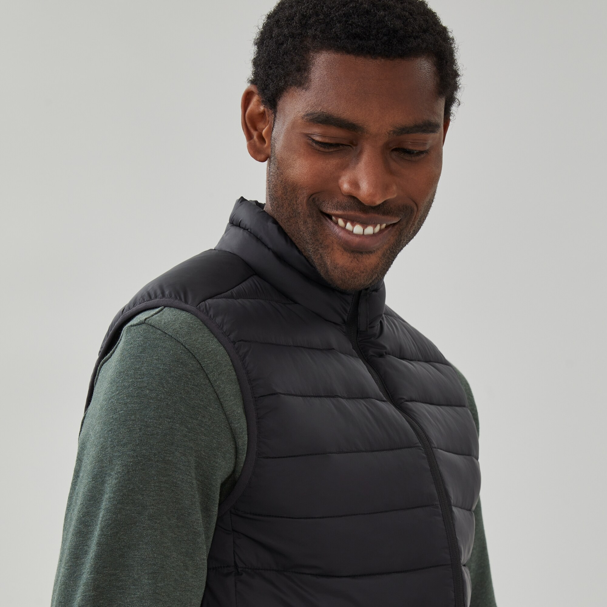 Men Puffer Vest Long Leddy Oversized Puffer Vest Black