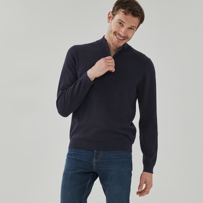 Men's Essential Quarter-Zip Sweater - Navy Mix