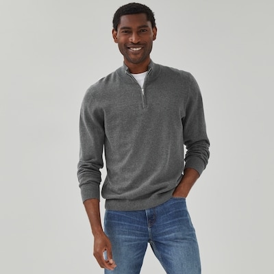 Men's Essential Quarter-Zip Sweater - Charcoal Melange