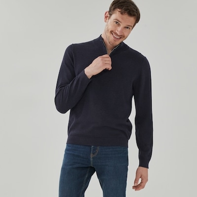 Chandail essentiel fermeture éclair 1/4, hommes - Mélange de marine