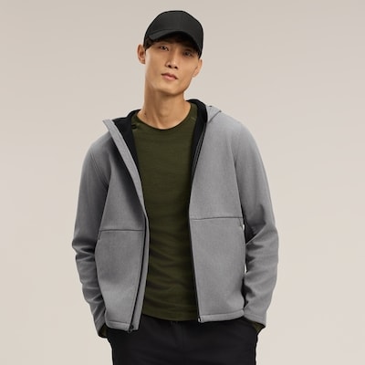 Men's On-the-Go Full-Zip Hooded Jacket - Charcoal Melange