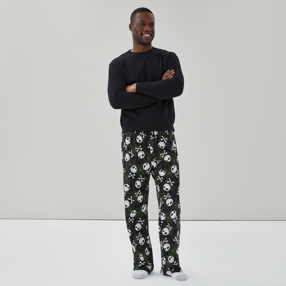 Pantalon de nuit JackSkellington pour hommes - Noir