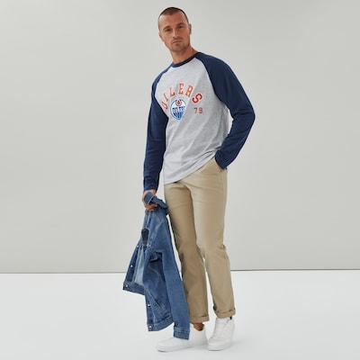 Adult NHL Edmonton Oilers Raglan Shirt - Light Grey Mix