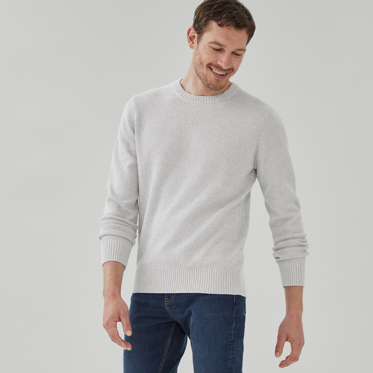 Chandail ras du cou en coton en point mousse