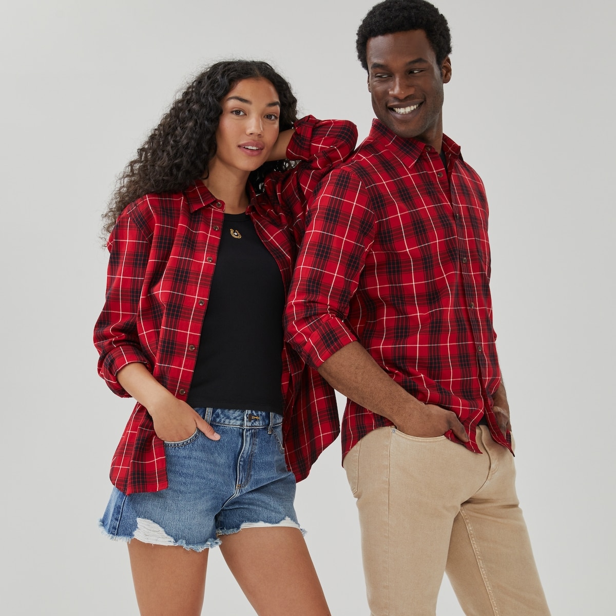 Adult Button-Up Flannel Shirt - Red