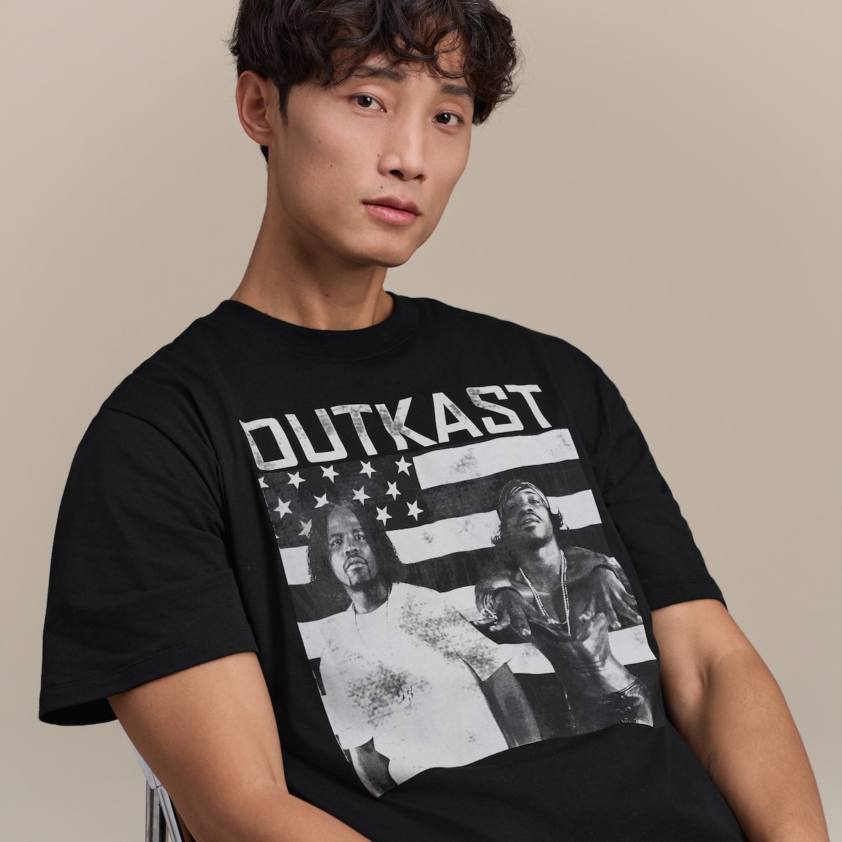 T-shirt imprim Outkast pour adultes - Noir