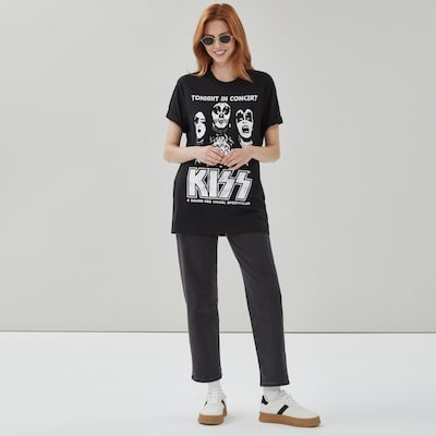 T-shirt imprimé Kiss pour adultes - Noir