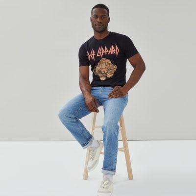 T-shirt imprimé Def Leppard pour adultes - Noir