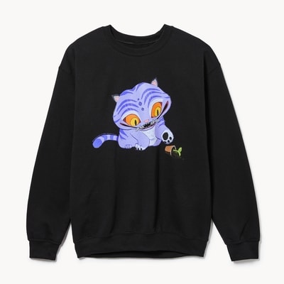 Adult HUNTR/X Derpy Tiger Graphic Sweatshirt - Black