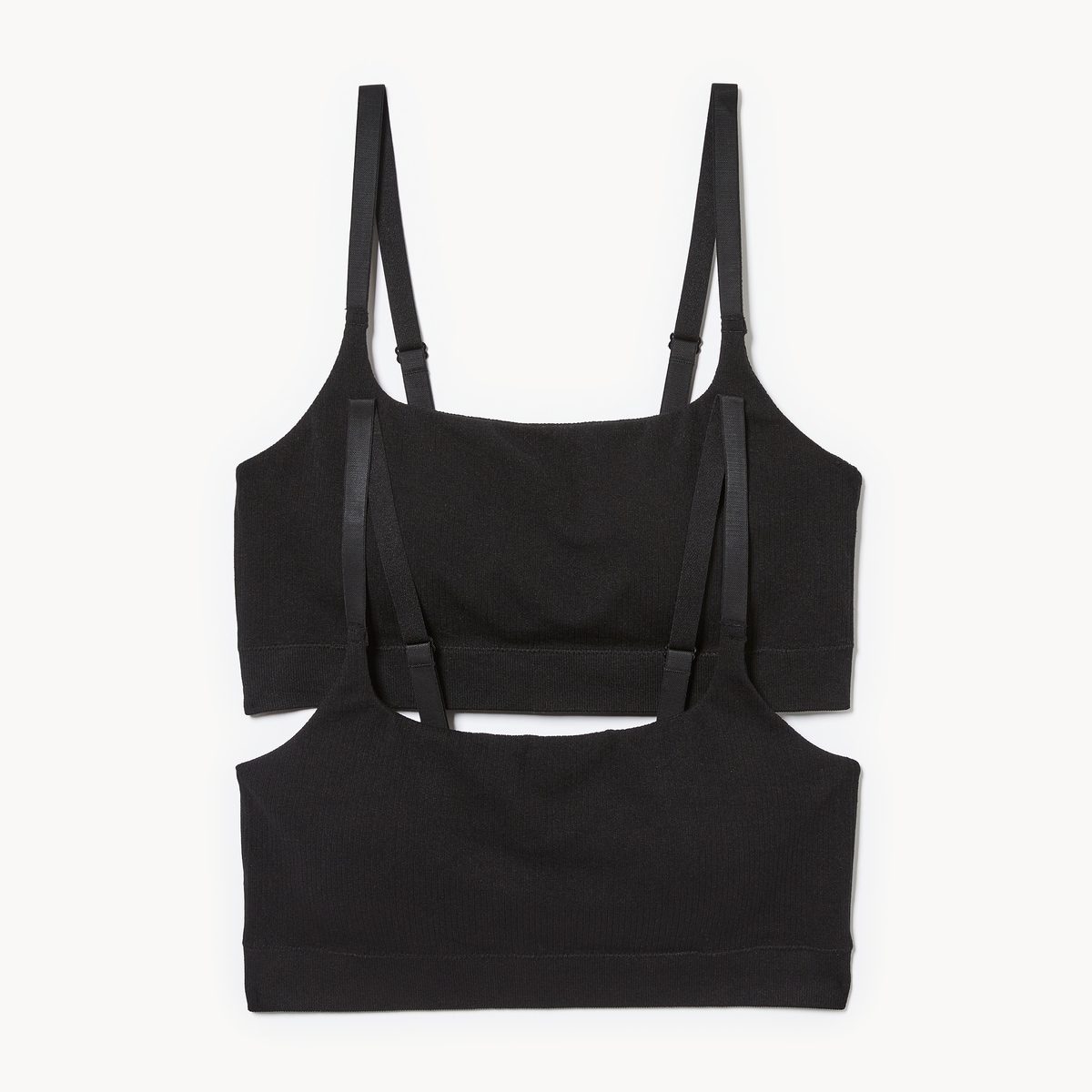 Women+ 2-Pack Seamless Rib Bralette - Black