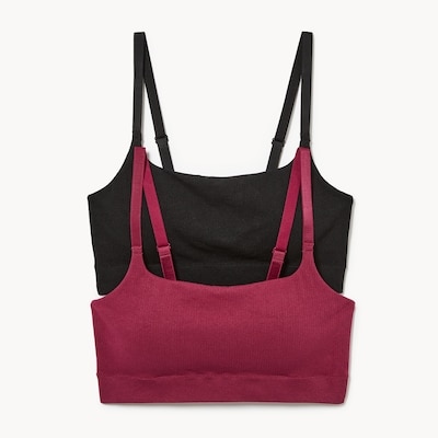 Women+ 2-Pack Seamless Ribbed Bralette - Burgundy