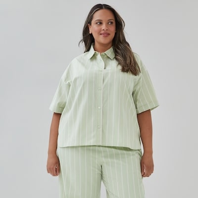 T-shirt de nuit à rayures Femmes+ - Vert Pâle