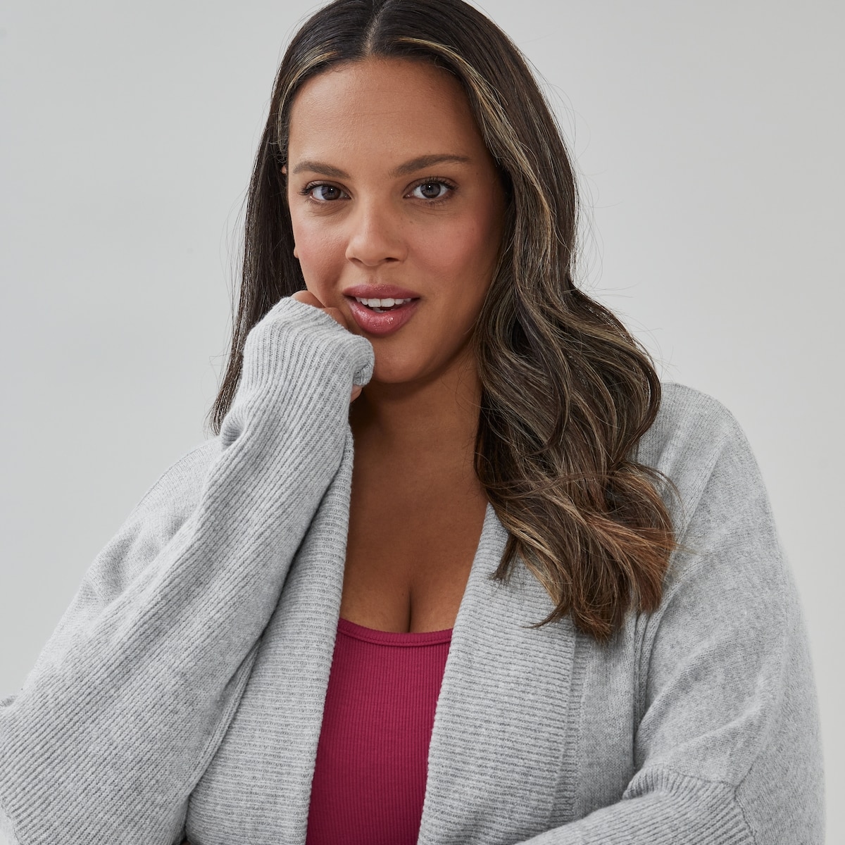 Women+ Lounge Cardigan - Light Grey Mix