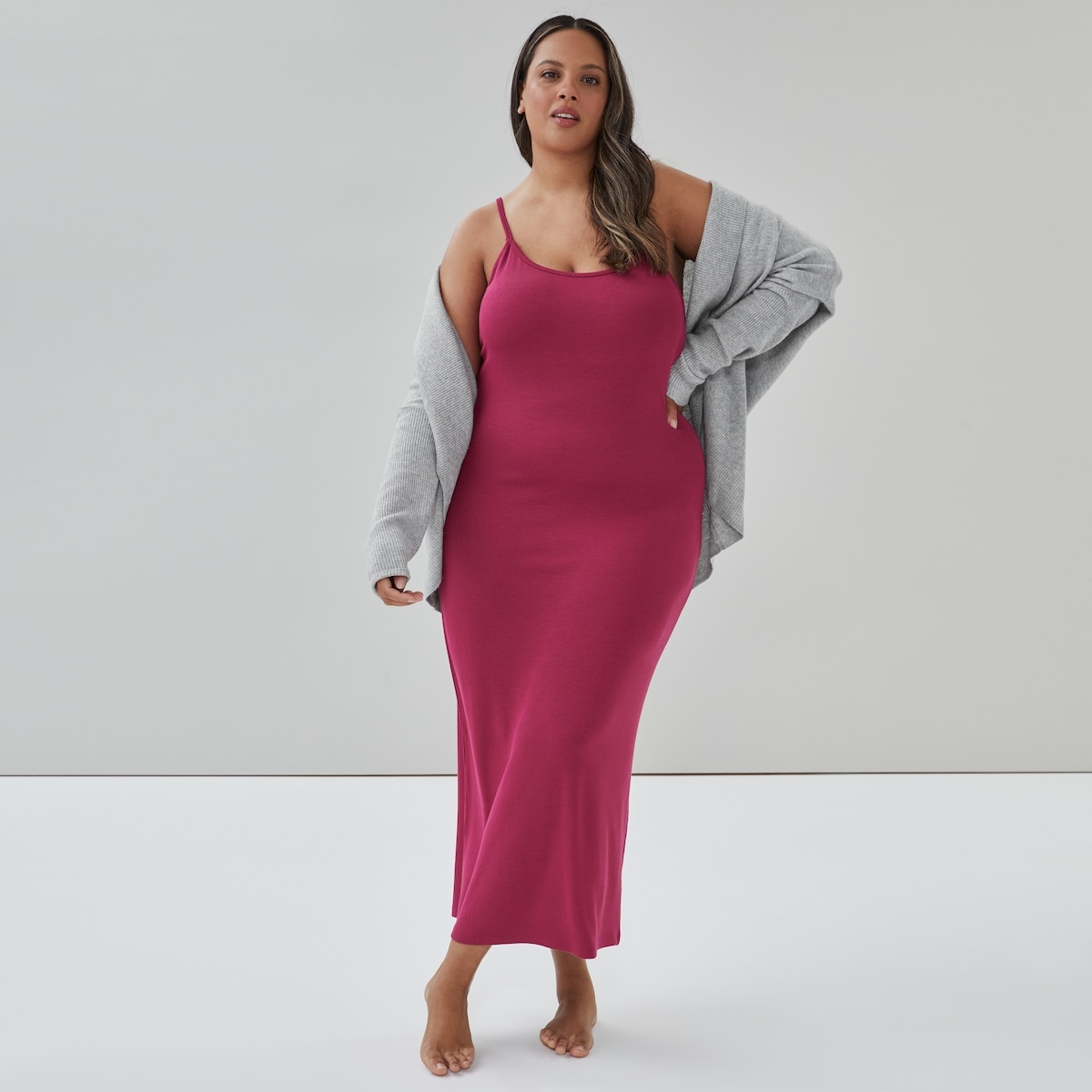 Women+ Modal Rib Sleep Dress - Plum