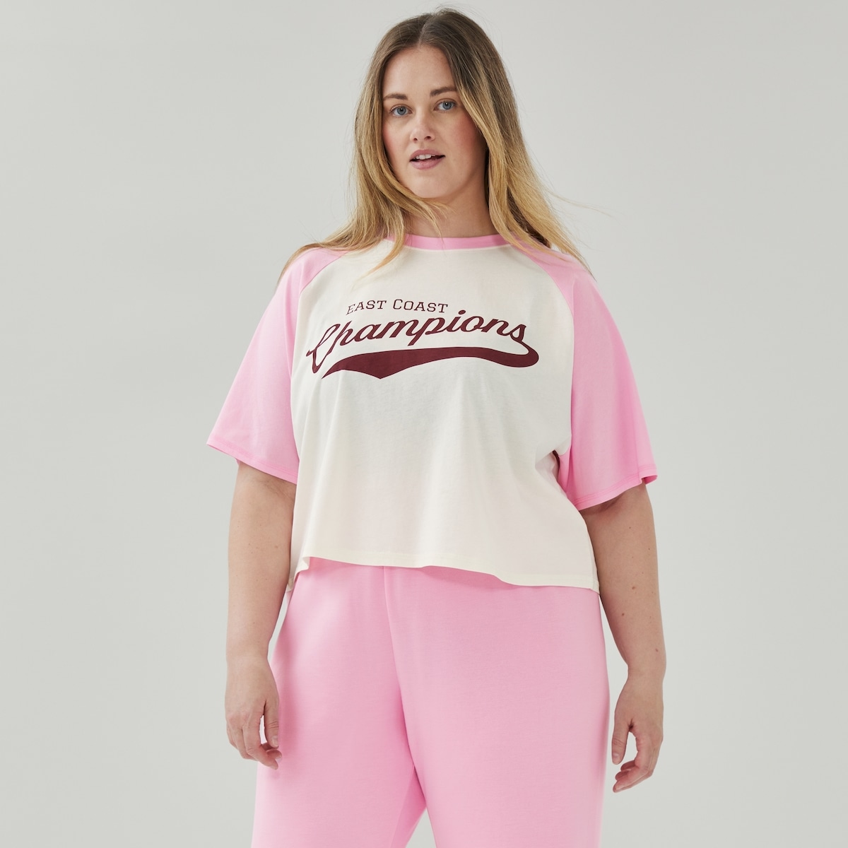 T-shirt dcontract avec motif imprim Femmes+ - Rose Ple