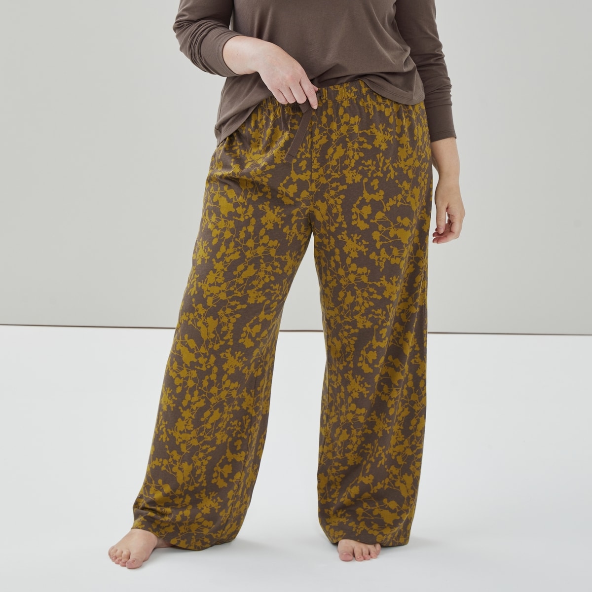 Women+ Printed Cotton Sleep Pant - Dusty Brown