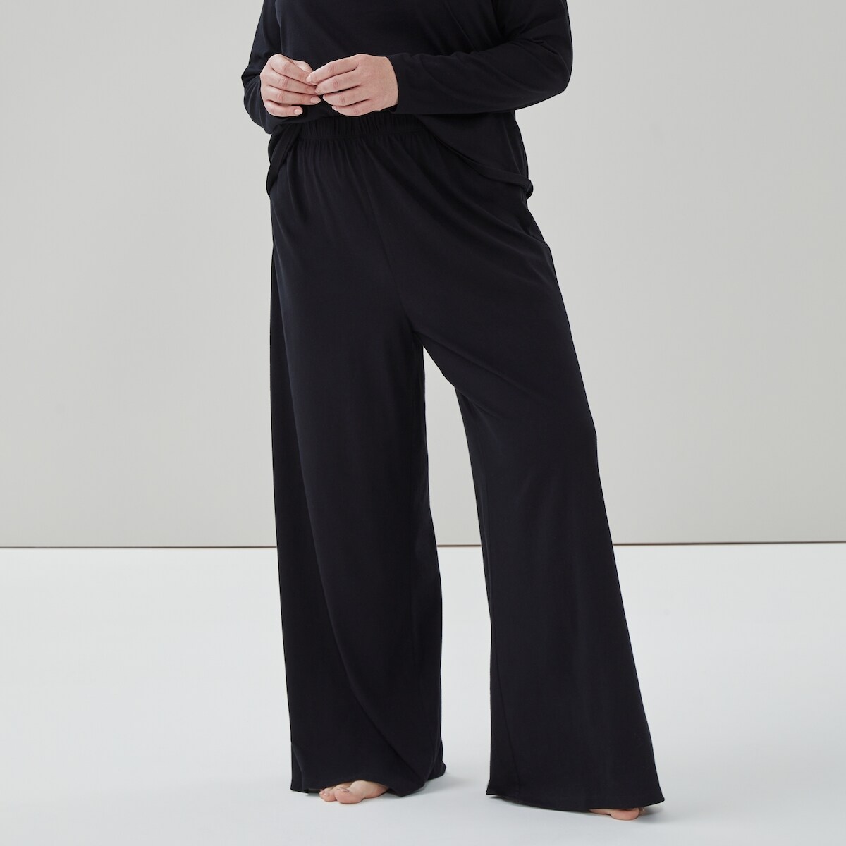 Women+ Cotton Wide Leg Sleep Pant - Black