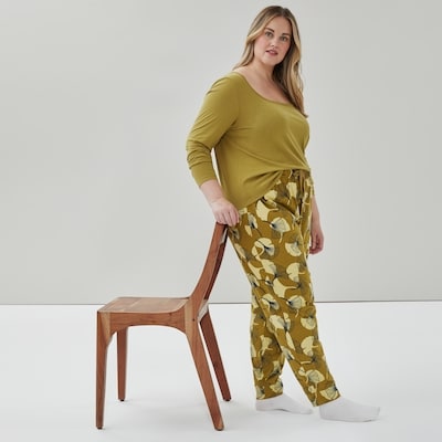 Women+ Printed Cotton Sleep Jogger - Khaki Green