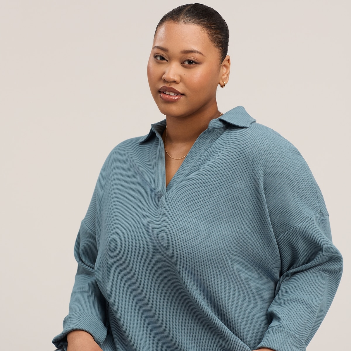 Women+ Lounge Polo Pullover - Dusty Teal