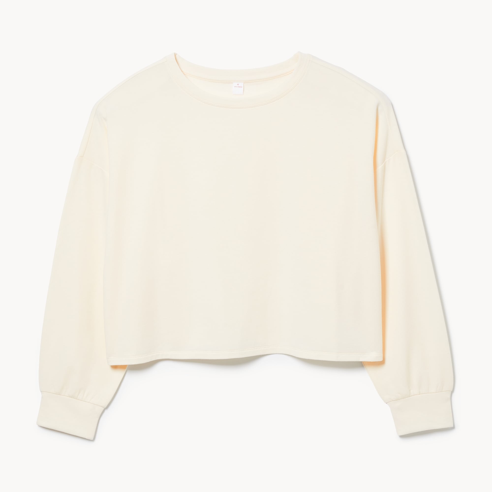 Women+ Fleece Crop Lounge Sweatshirt in Ecru from Joe Fresh