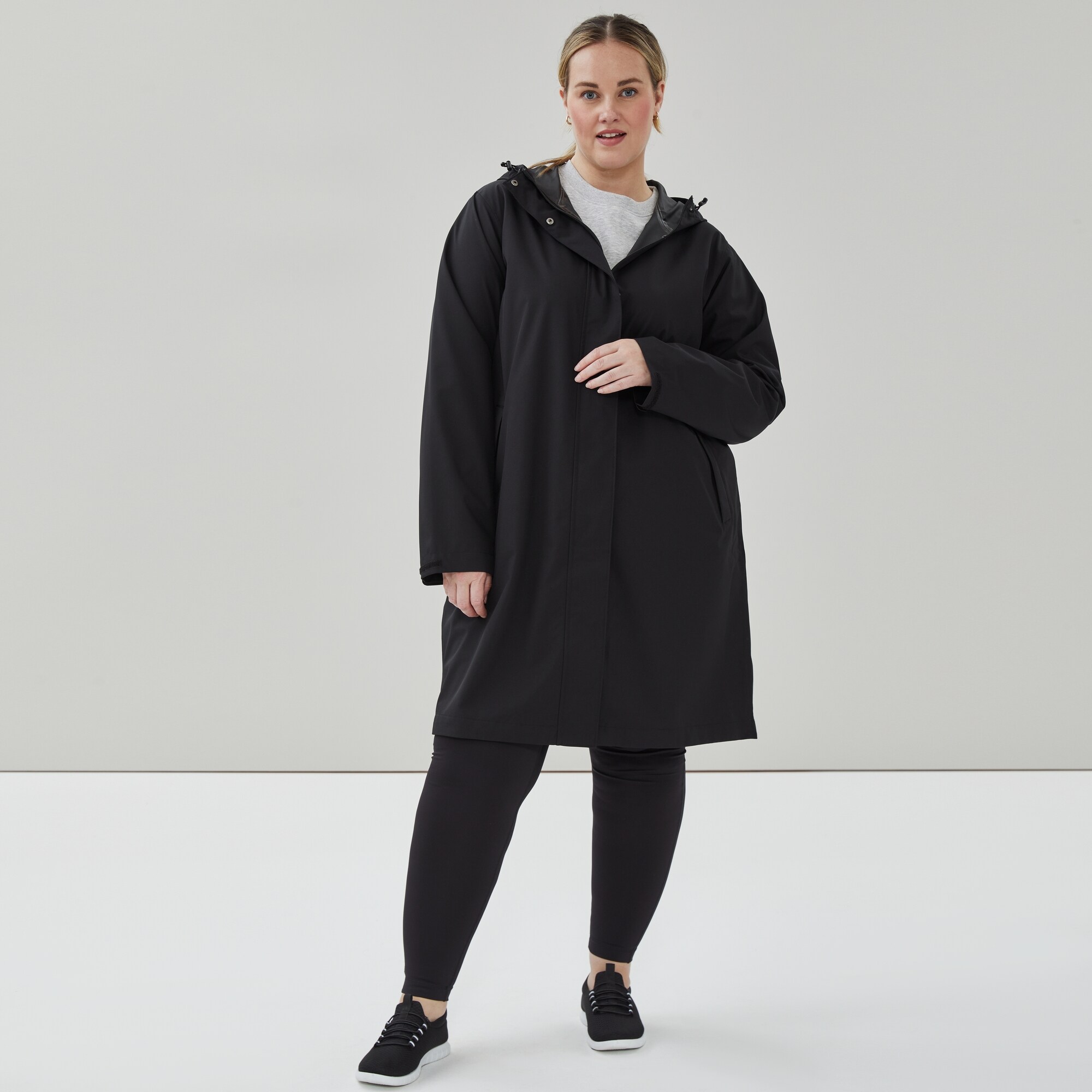 Women+ Midi Twill Raincoat in Black from Joe Fresh