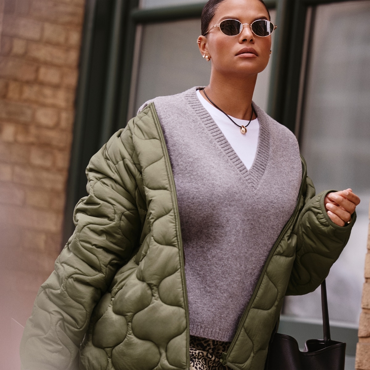 Women+ Quilted Light Layer Jacket - Dark Olive