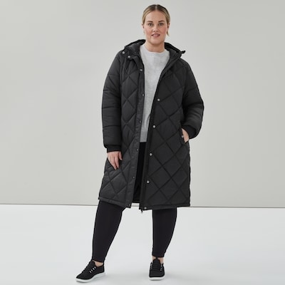 Veste longue matelassée motif de losanges Femmes+ - Noir