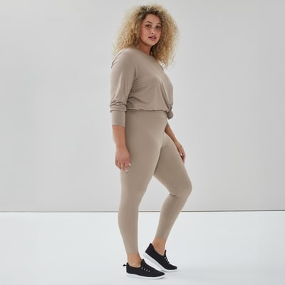 Legging sport court à taille haute Femmes+ - Brun Pâle