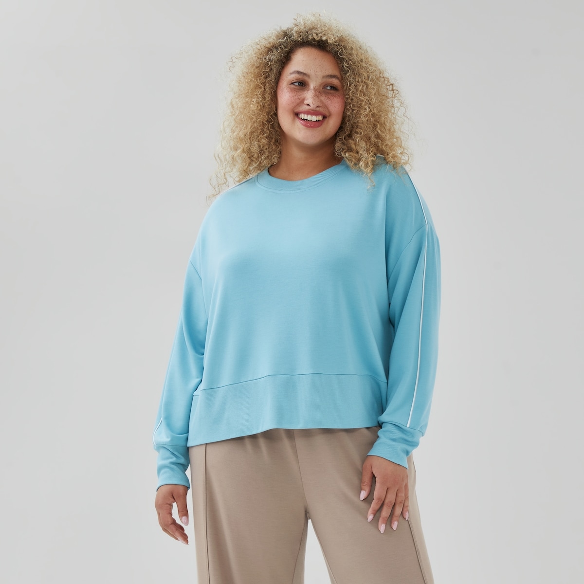 Women+ Active Oversized Terry Pullover - Dusty Blue