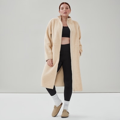 Women+ Fleece Midi Jacket - Stone