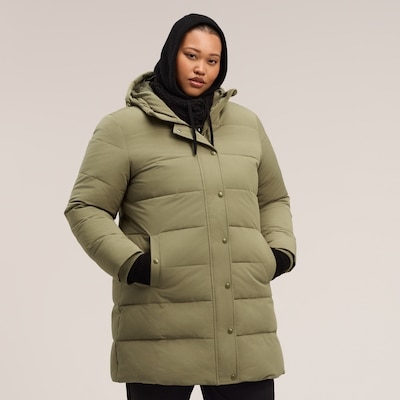 Women+ Hooded Midi Parka - Khaki Green