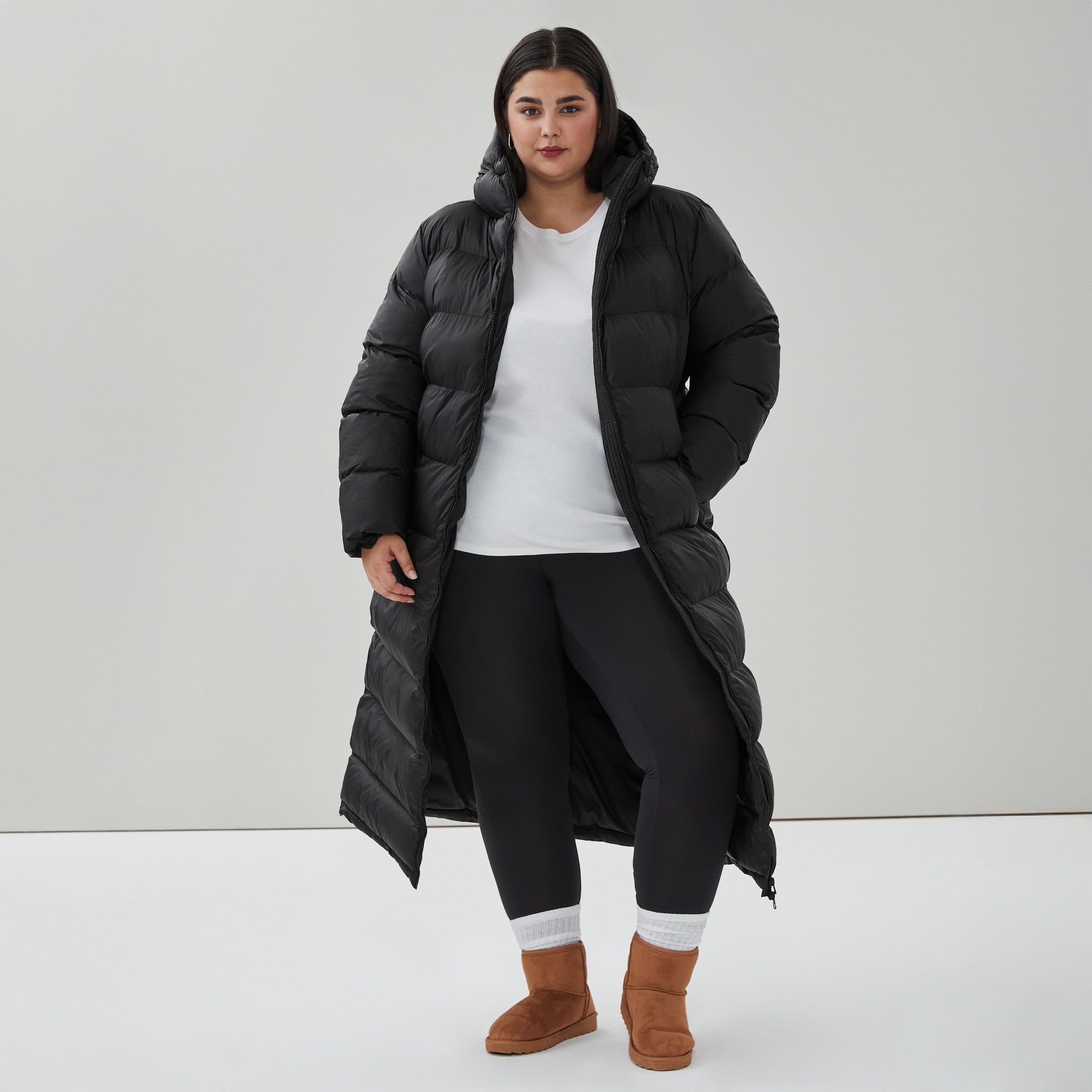 Puffer Coat Joe Fresh Outerwear Women+ Long Puffer Jacket In Black