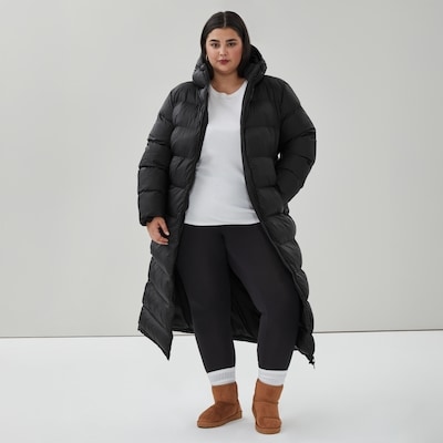 Manteau matelassé long - Noir