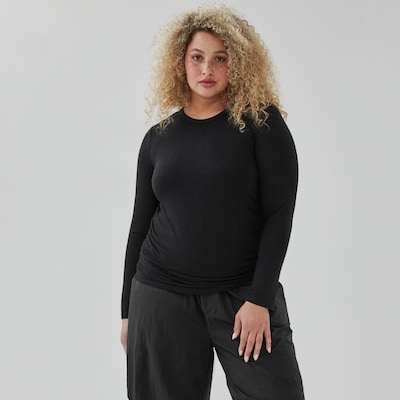 Women+ Active Side Cinch Long Sleeve Top - Black
