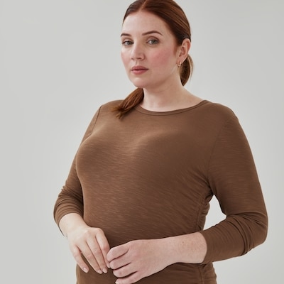 Women+ Active Side Cinch Long Sleeve Top - Brown