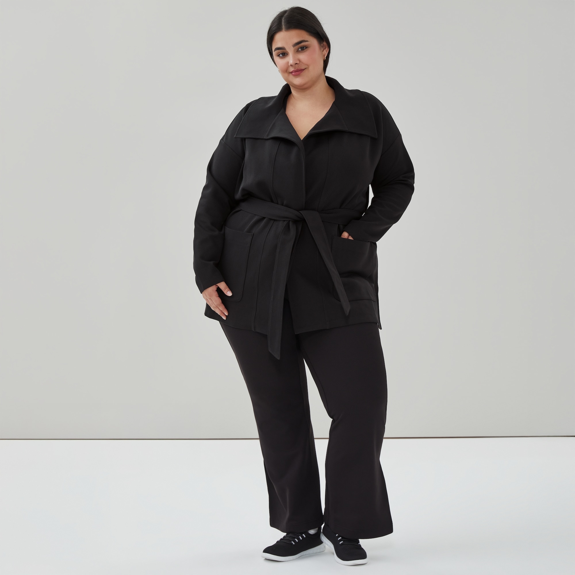 Women+ Active Cozy Cardigan in Black from Joe Fresh