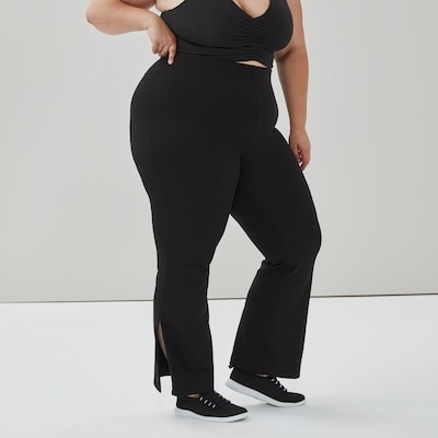 Women+ Active Ribbed Flare Legging - Black
