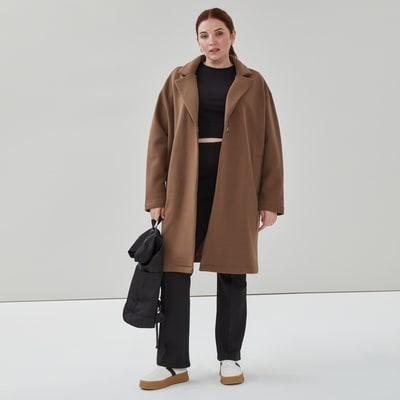 Women+ Active Fleece Long Jacket - Brown