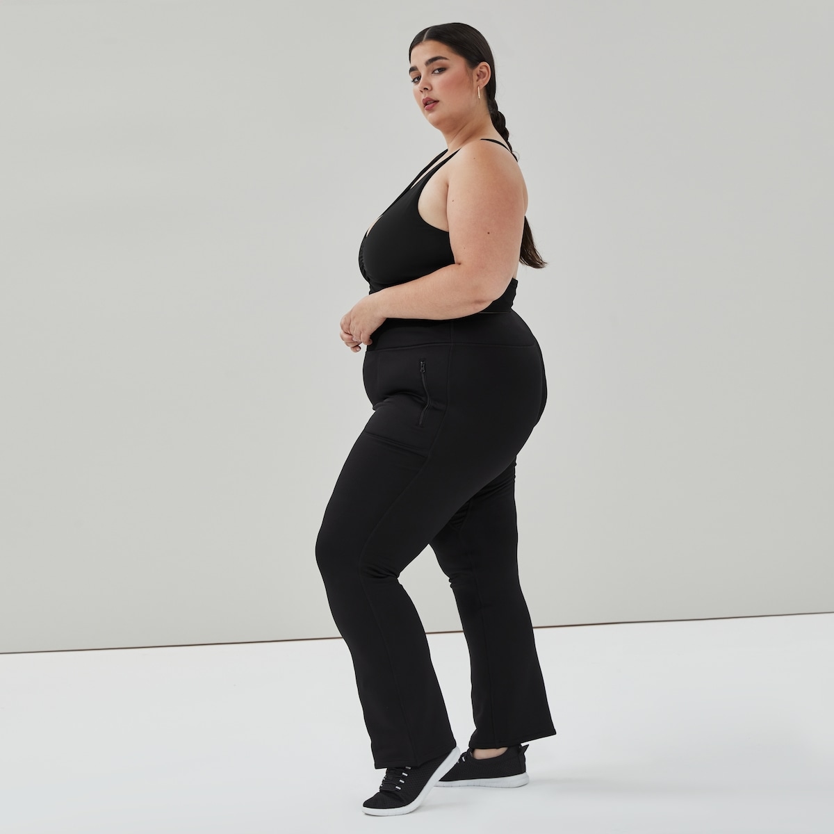 Women+ Active Fleece Flare Legging - Black