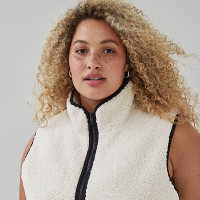 Women+ Teddy Fleece Vest - Beige