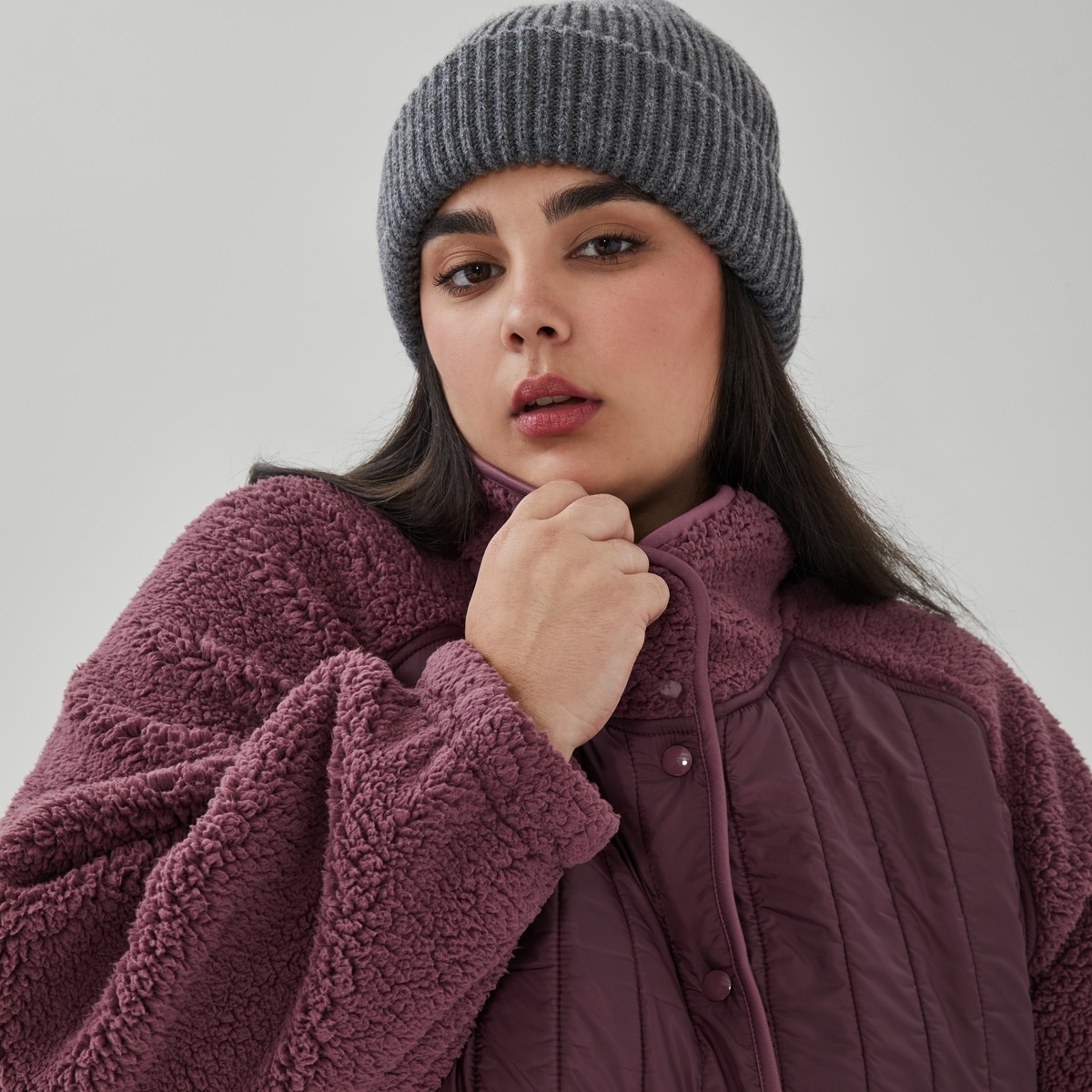 Veste chemise texture sport Femmes+ - Prune