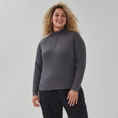 Women+ Active Quarter-Zip Long Sleeve - Charcoal Mix