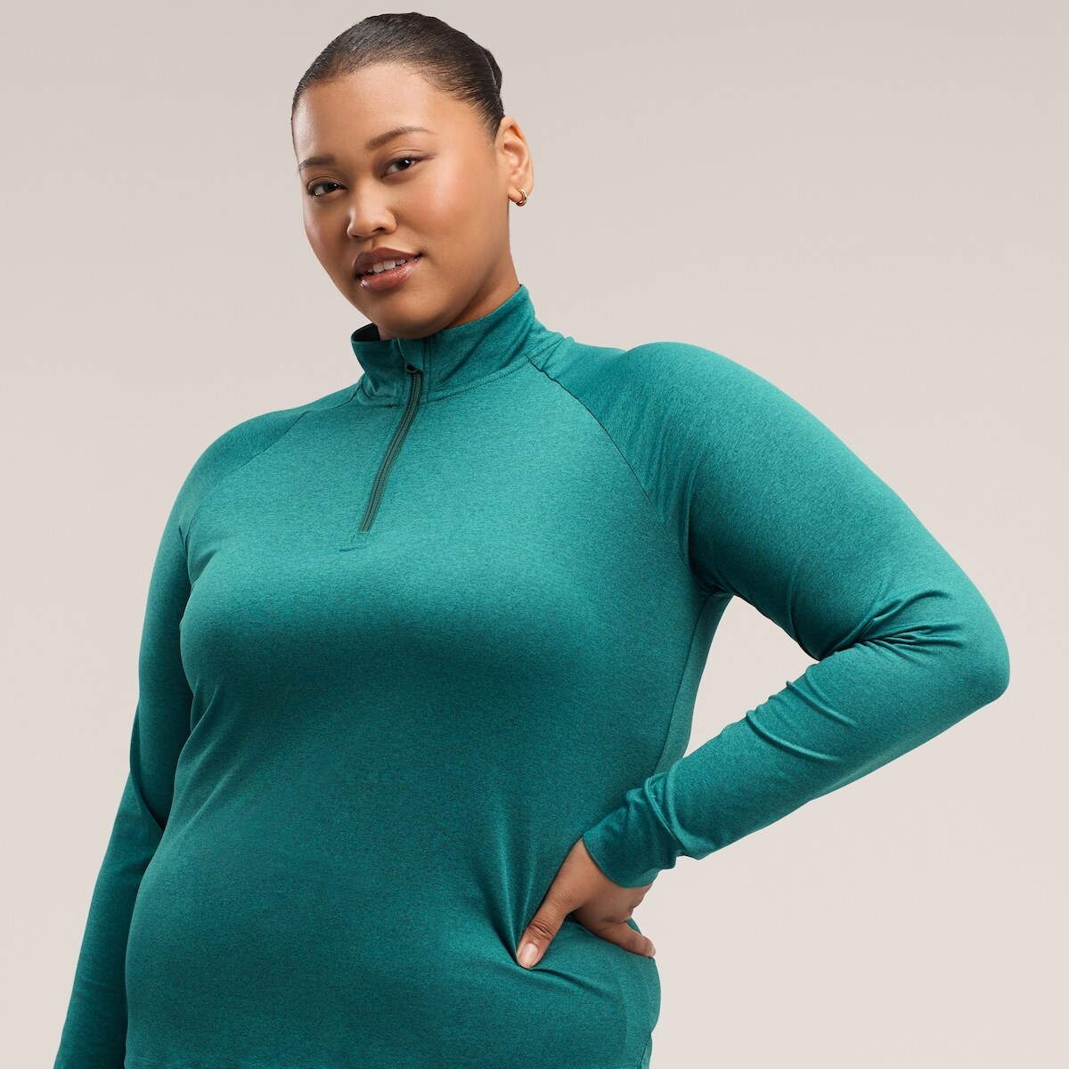 Women+ Active Quarter-Zip Long Sleeve - Teal Mix