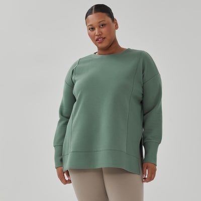 Women+ Active Textured Ribbed Pullover - Dusty Green
