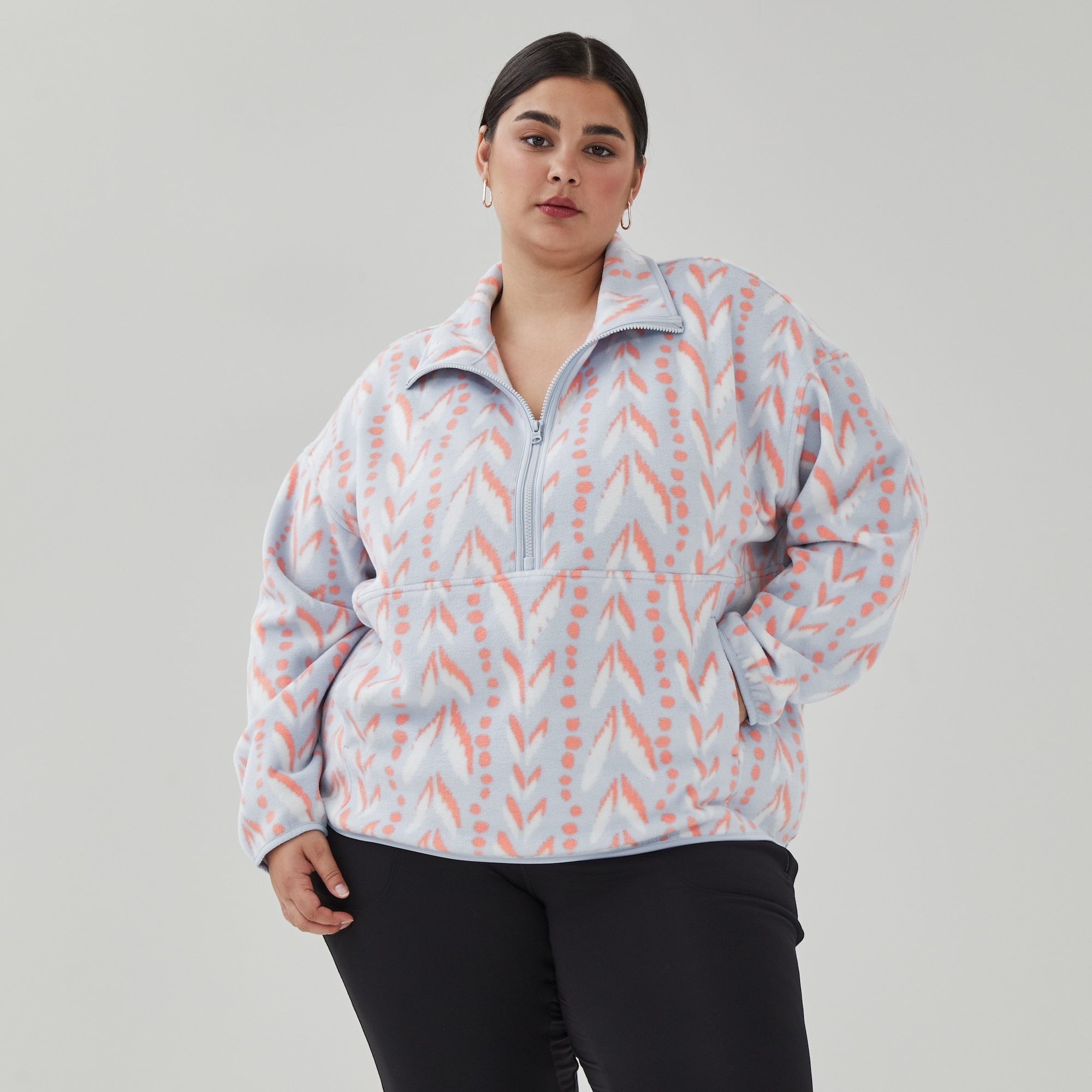 Women+ Active Microfleece Half-Zip Jacket in Pastel Blue from Joe