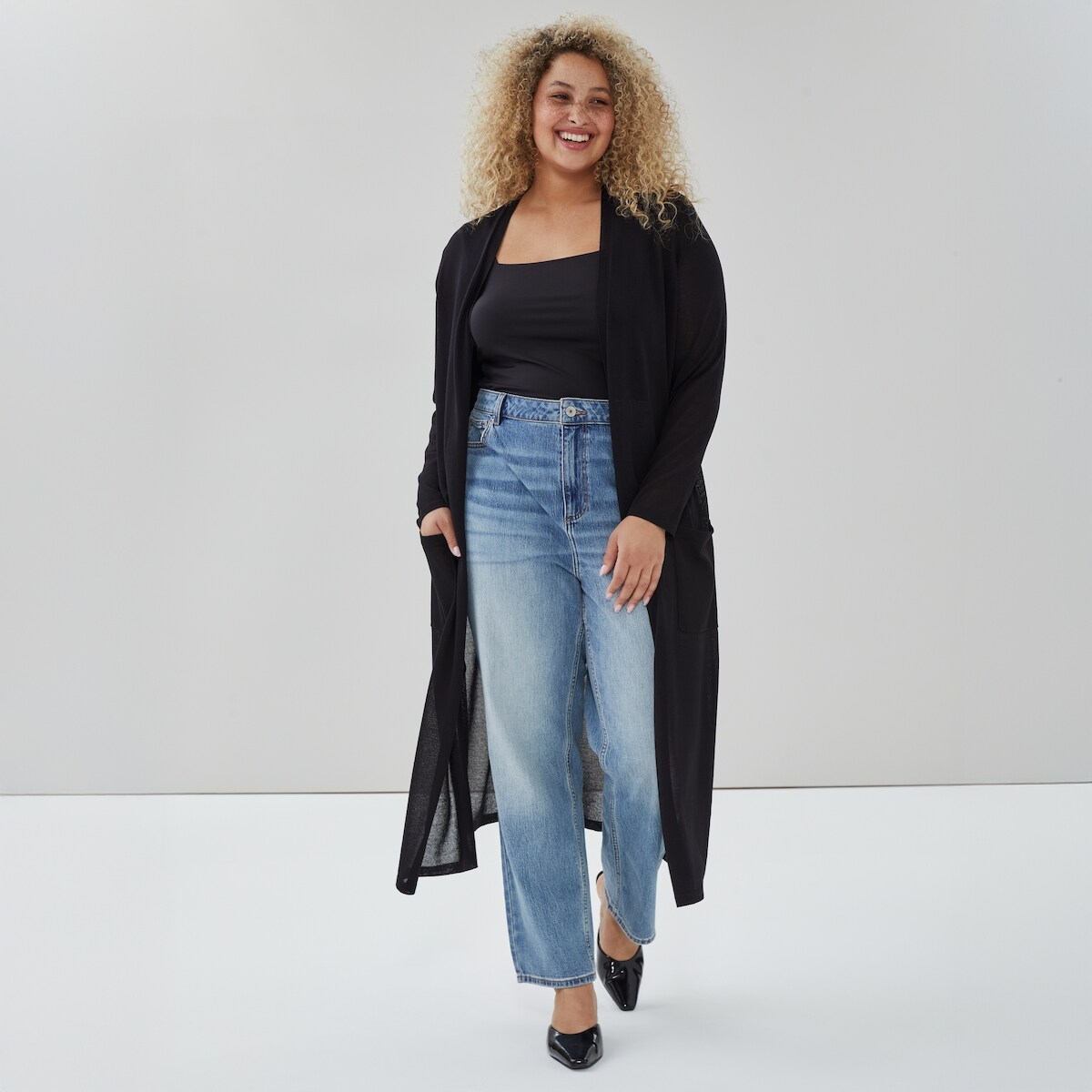 Women+ Long Cardigan - Jf Black