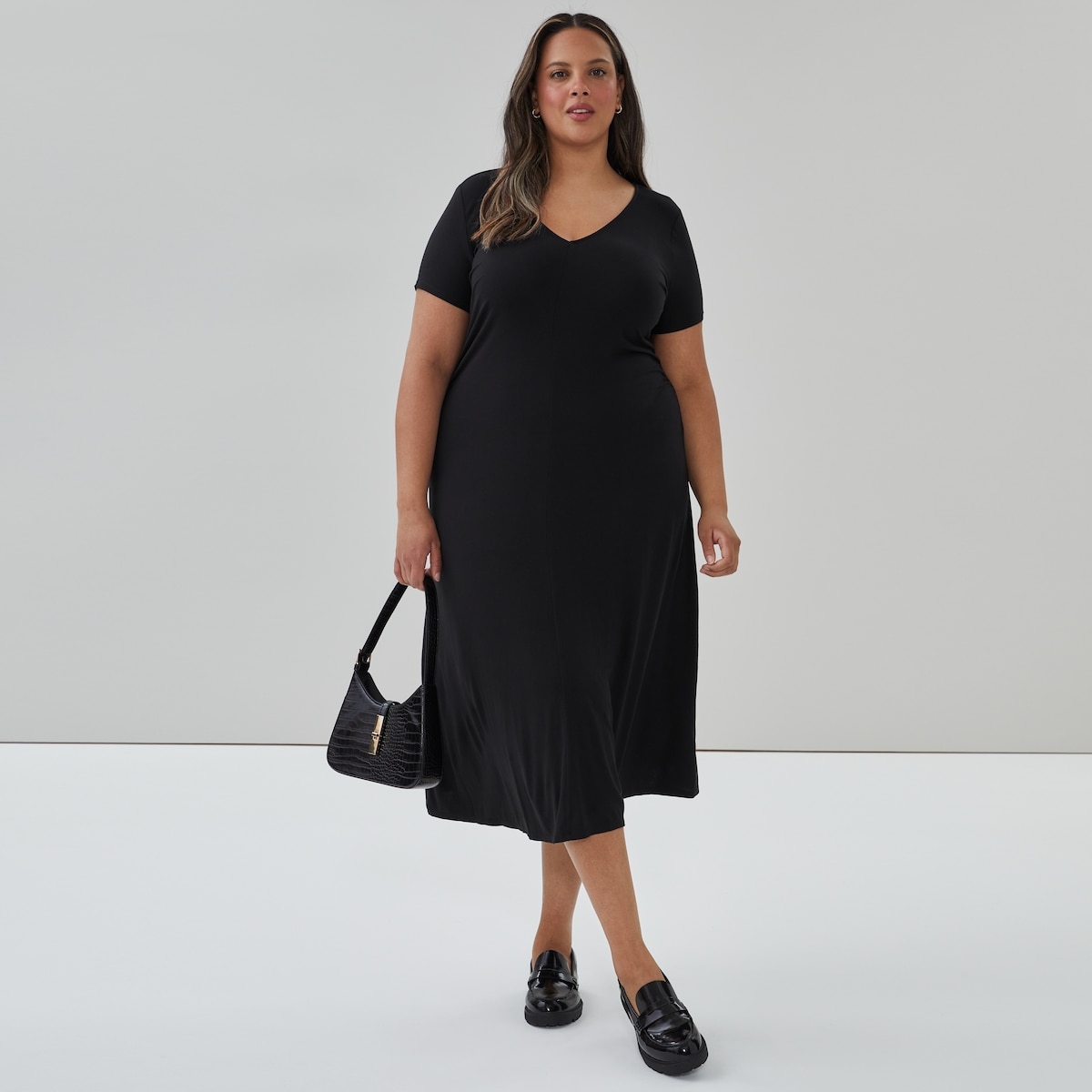 Women+ Ruched Midi Dress - Jf Black