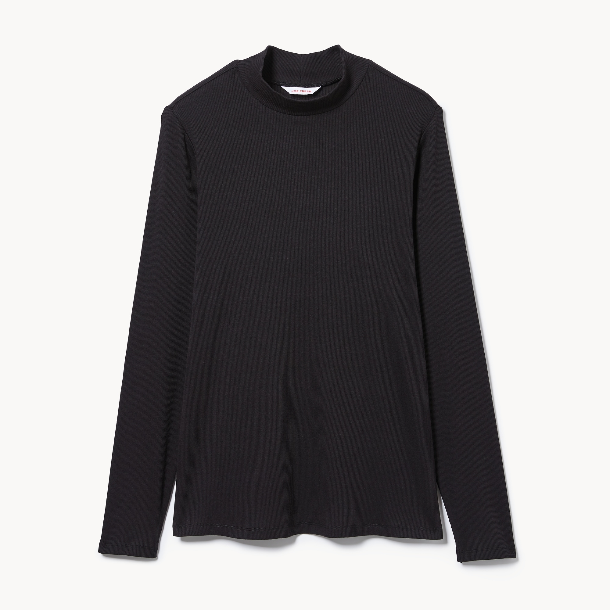 Women+ Ribbed Mock Neck Top in JF Black from Joe Fresh